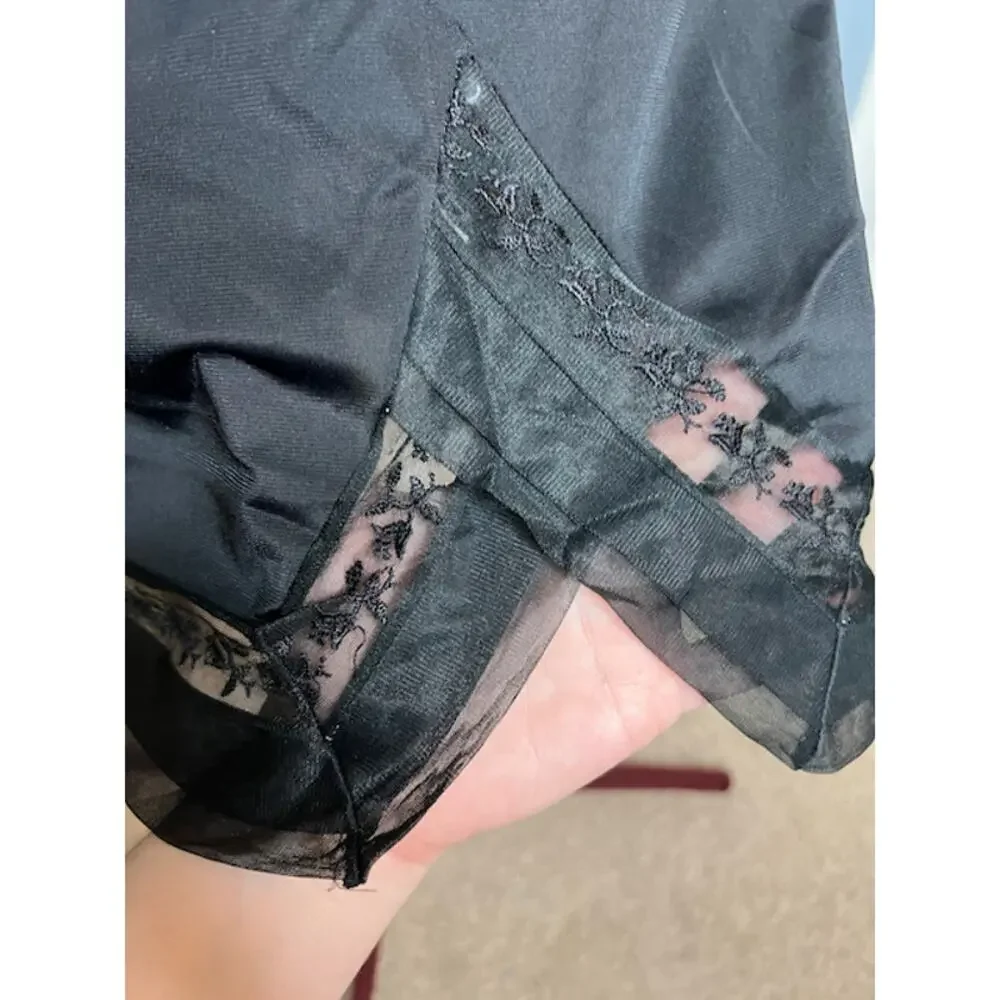 half slip skirt black slip floral lace size medium - Picture 4 of 7
